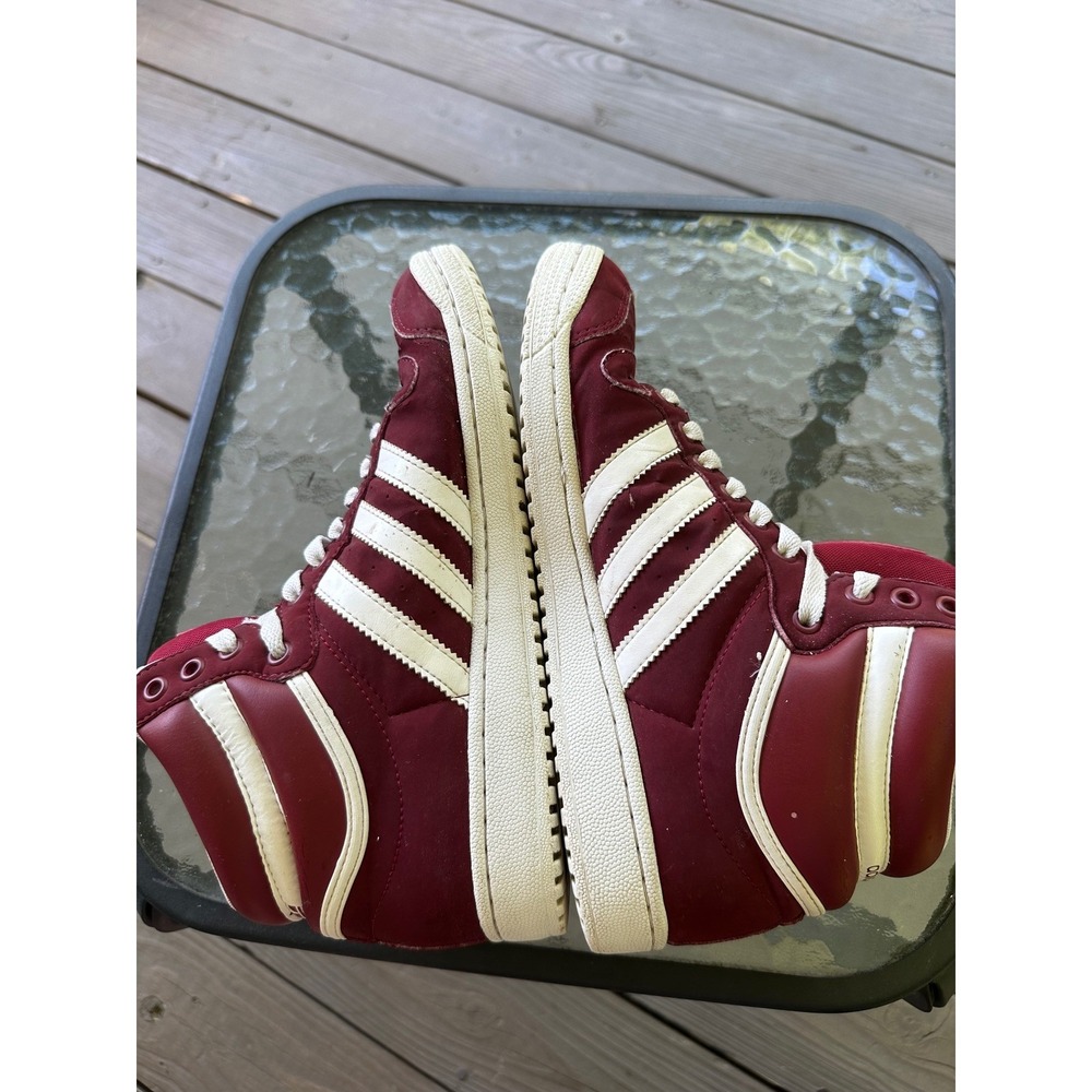 Adidas Top Ten High Top Sneakers Maroon White Stripe Shoes Size Men's 8.5 - Picture 8 of 14